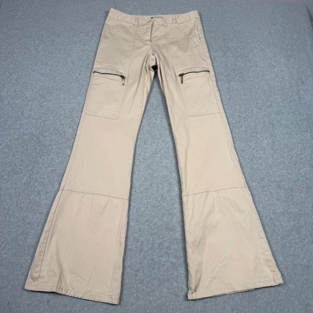 Vintage Y2K Copper Key Khaki Tan Cargo Flare Pants Size 3 Low Rise Western